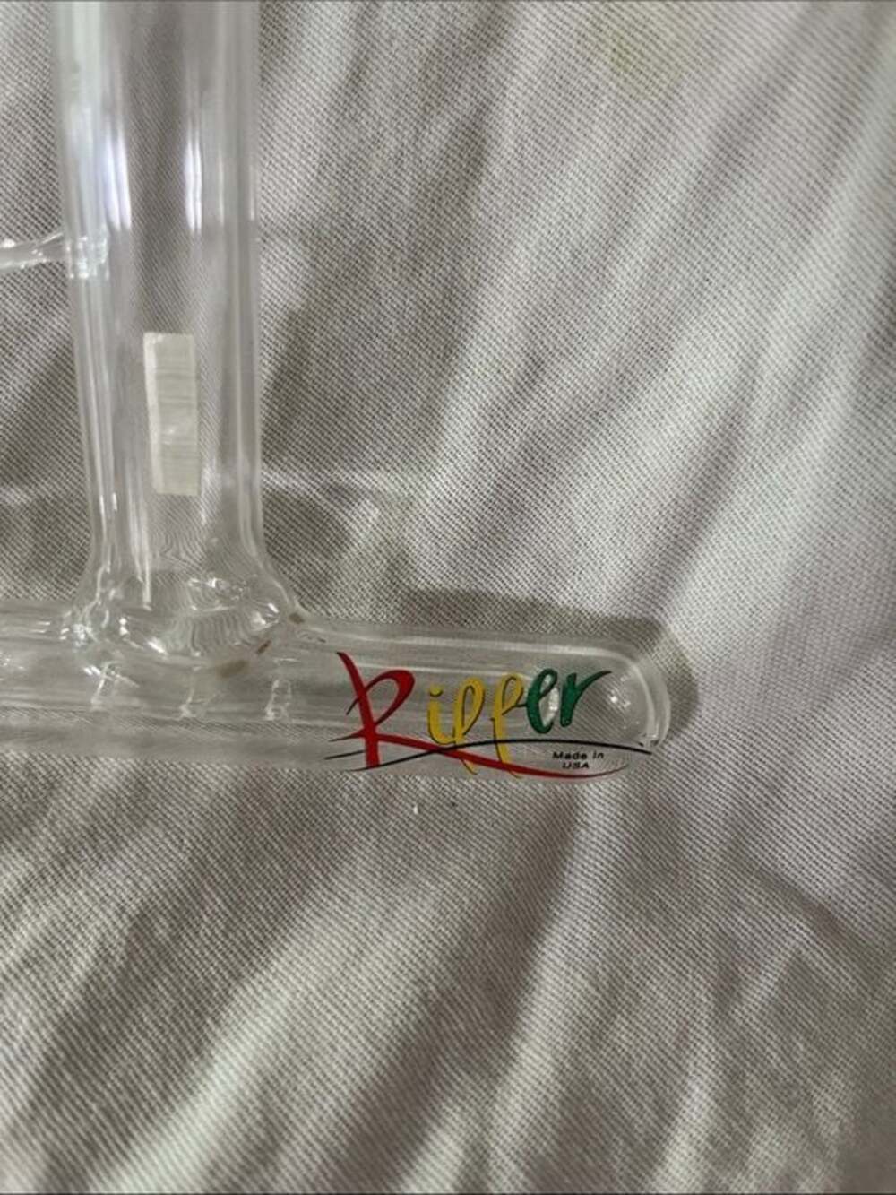 Clear Glass Ripper Water Piece  - Multicolor Logo - Picture 3 of 3